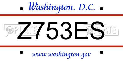Z753ES District Of Columbia License Plate