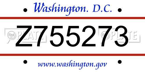 Z755273 District Of Columbia License Plate