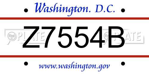 Z7554B District Of Columbia License Plate