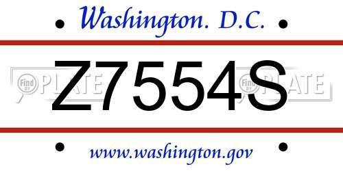 Z7554S District Of Columbia License Plate