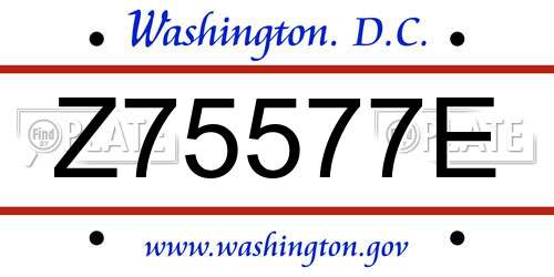 Z75577E District Of Columbia License Plate