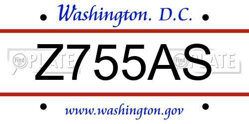 Z755AS District Of Columbia License Plate