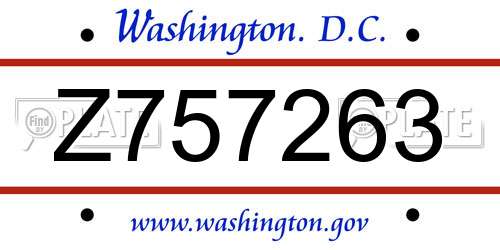 Z757263 District Of Columbia License Plate