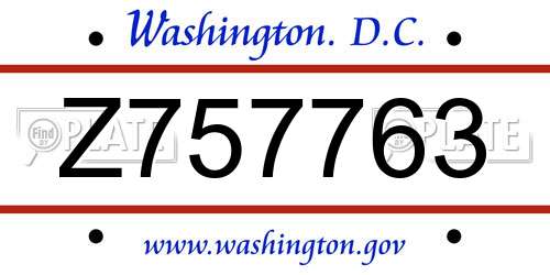 Z757763 District Of Columbia License Plate