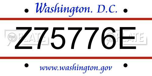 Z75776E District Of Columbia License Plate
