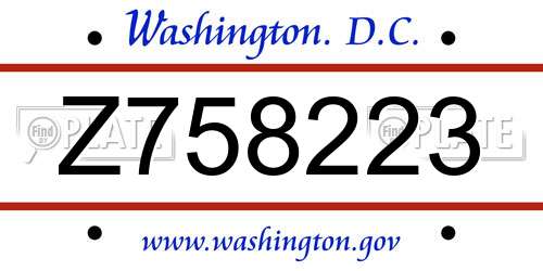 Z758223 District Of Columbia License Plate