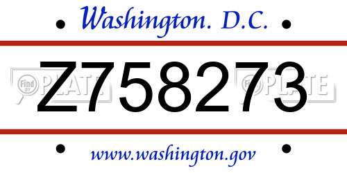 Z758273 District Of Columbia License Plate