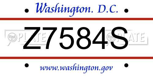 Z7584S District Of Columbia License Plate