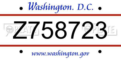 Z758723 District Of Columbia License Plate