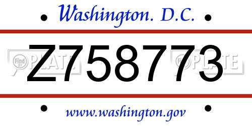 Z758773 District Of Columbia License Plate
