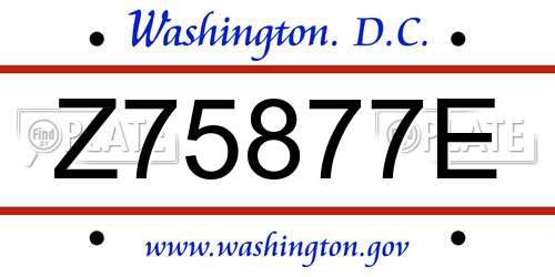 Z75877E District Of Columbia License Plate