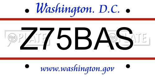 Z75BAS District Of Columbia License Plate