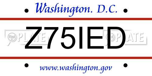 Z75IED District Of Columbia License Plate