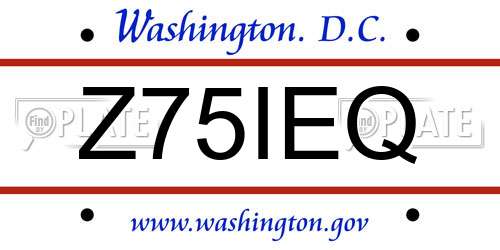 Z75IEQ District Of Columbia License Plate
