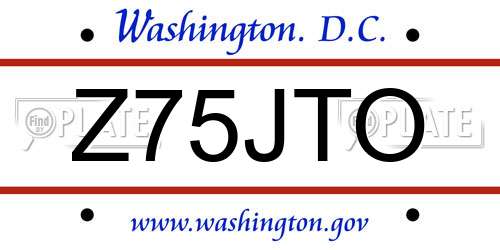 Z75JTO District Of Columbia License Plate