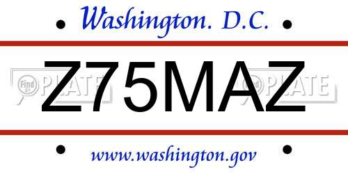 Z75MAZ District Of Columbia License Plate
