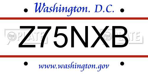 Z75NXB District Of Columbia License Plate