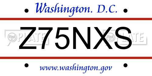 Z75NXS District Of Columbia License Plate