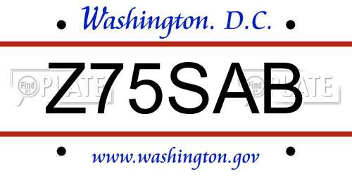 Z75SAB District Of Columbia License Plate