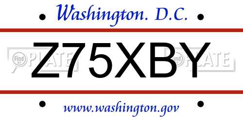 Z75XBY District Of Columbia License Plate