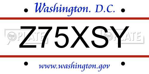 Z75XSY District Of Columbia License Plate