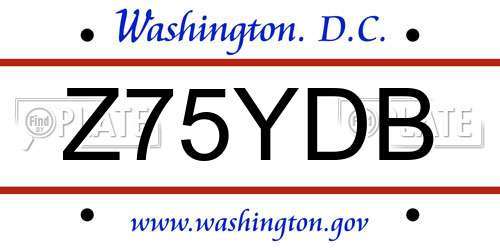 Z75YDB District Of Columbia License Plate