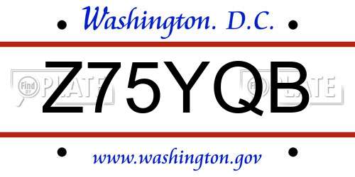 Z75YQB District Of Columbia License Plate