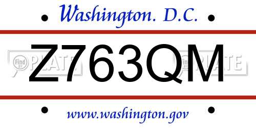 Z763QM District Of Columbia License Plate