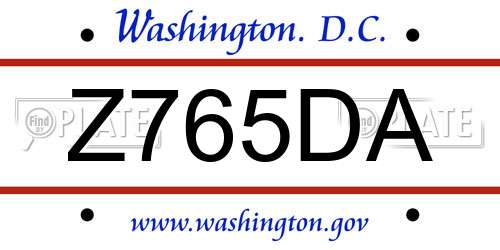 Z765DA District Of Columbia License Plate