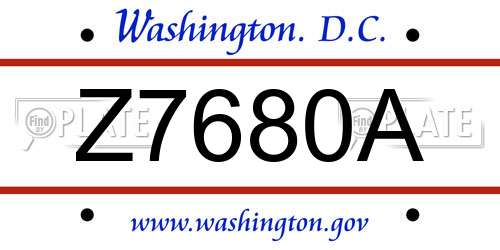 Z7680A District Of Columbia License Plate