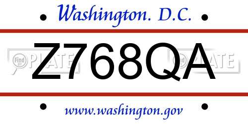 Z768QA District Of Columbia License Plate