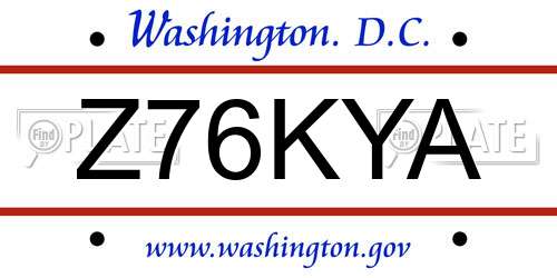 Z76KYA District Of Columbia License Plate