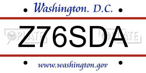 Z76SDA District Of Columbia License Plate