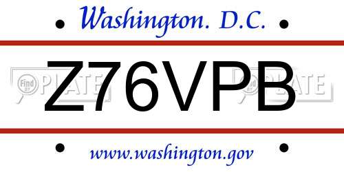 Z76VPB District Of Columbia License Plate