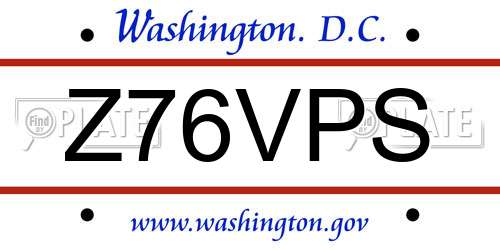 Z76VPS District Of Columbia License Plate