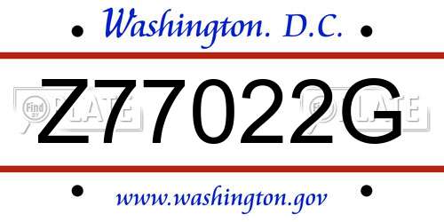 Z77022G District Of Columbia License Plate