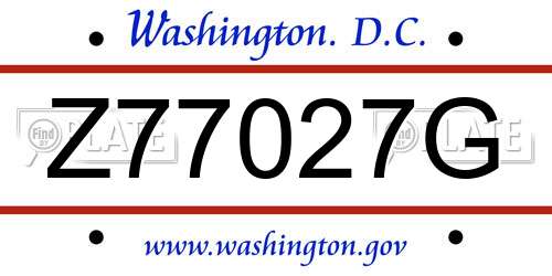 Z77027G District Of Columbia License Plate