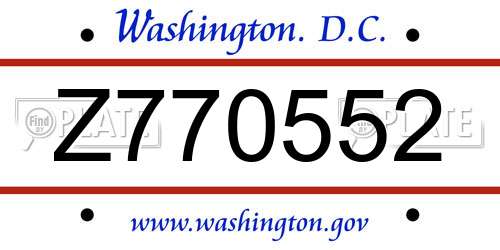 Z770552 District Of Columbia License Plate