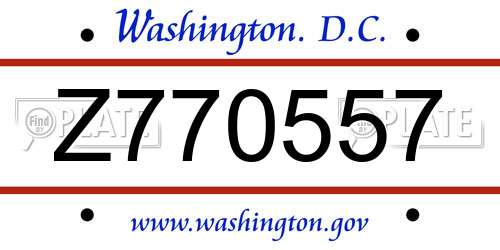 Z770557 District Of Columbia License Plate