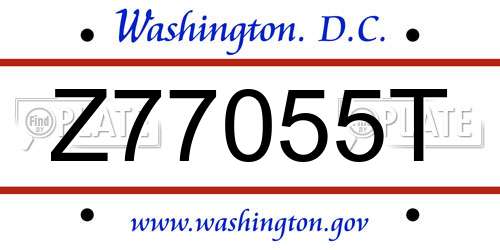 Z77055T District Of Columbia License Plate