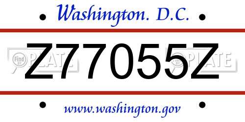 Z77055Z District Of Columbia License Plate