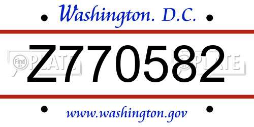 Z770582 District Of Columbia License Plate