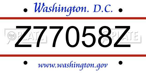 Z77058Z District Of Columbia License Plate