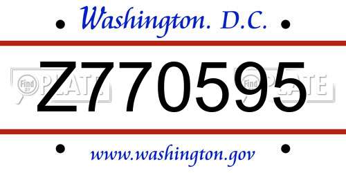 Z770595 District Of Columbia License Plate
