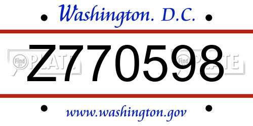 Z770598 District Of Columbia License Plate