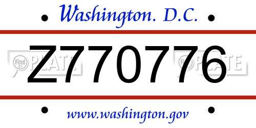 Z770776 District Of Columbia License Plate