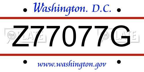 Z77077G District Of Columbia License Plate