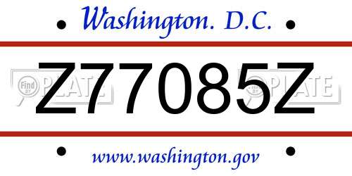 Z77085Z District Of Columbia License Plate