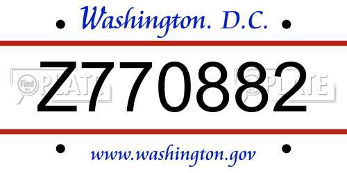 Z770882 District Of Columbia License Plate