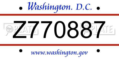 Z770887 District Of Columbia License Plate